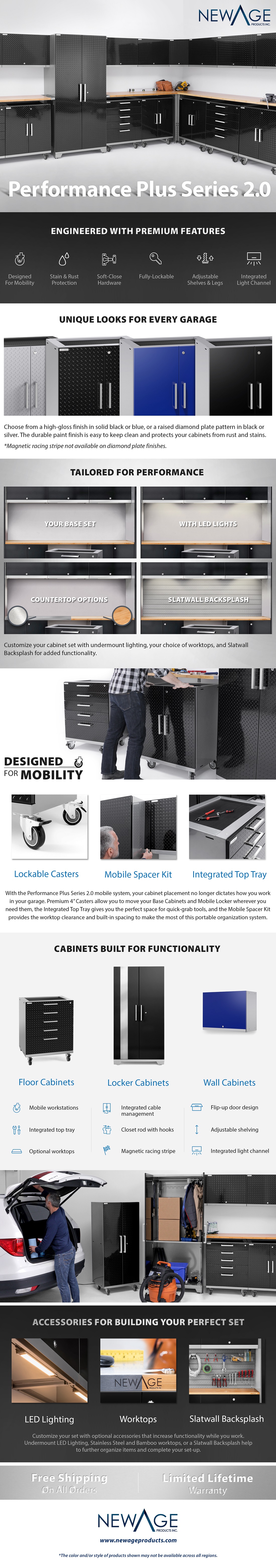 NewAge Products Performance Plus Diamond Plate 2.0 80 in. H x 97 in. W x 24 in. D Garage